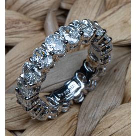 Platinum Handmade Oval Diamond Eternity Band 