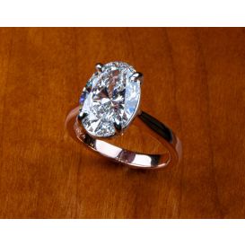 Handmade Oval Solitaire Ring in Rose Gold and Platinum