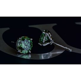 4.00CTW GREEN DIAMOND STUD EARRINGS