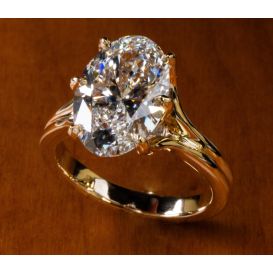 Yellow Gold Split Shank Ring with Tulip Setting