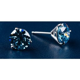 Fancy Vivid Blue Diamond Stud Earrings
