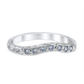 Florin Leaf Wedding Ring 14K White Gold