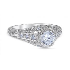 Monica 14K White Gold Vintage Engagement Ring