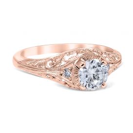 Flora 14K Rose Gold Vintage Engagement Ring