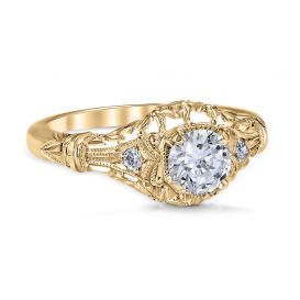 Edwardian Blossom 14K Yellow Gold Vintage Engagement Ring