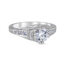 Fiorella 14K White Gold Vintage Engagement Ring
