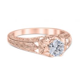 Sweeping Lace 14K Rose Gold Vintage Engagement Ring