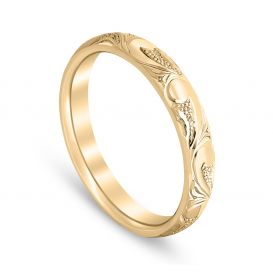 Western Style Men's Band 18K Yellow Gold