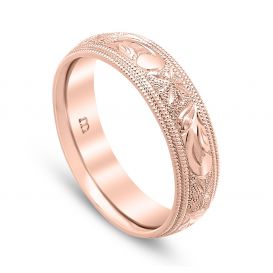 Scroll and Star Men's Band 14K Rose Gold