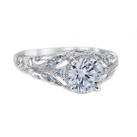 Stefania 18K White Gold Vintage Engagement Ring