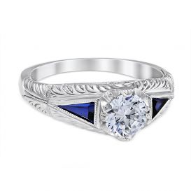 Anastasia 14K White Gold Vintage Engagement Ring