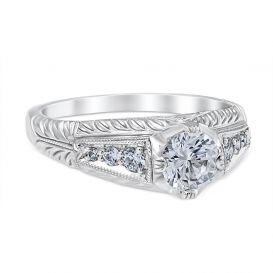 Rosario 18K White Gold Vintage Engagement Ring