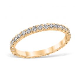 French Pavé 0.64 ctw Wedding Ring 14K Yellow Gold