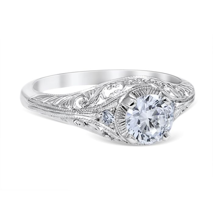 Flora Platinum Vintage Engagement Ring