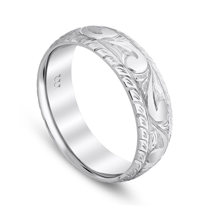 Cut Corner Western Style Men's Band Platinum