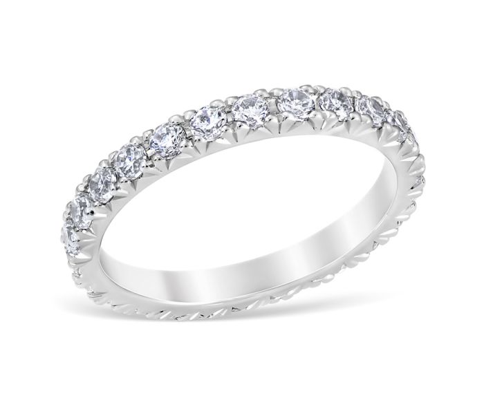 French Pavé 1.00 ctw Wedding Ring Platinum