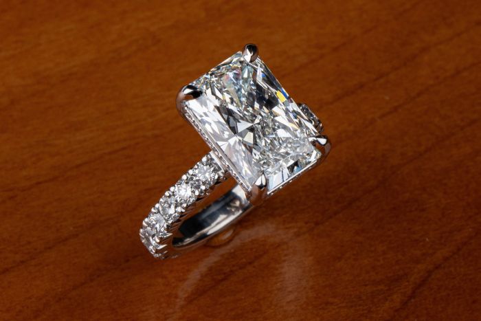Custom Platinum Handmade Hidden Halo Ring