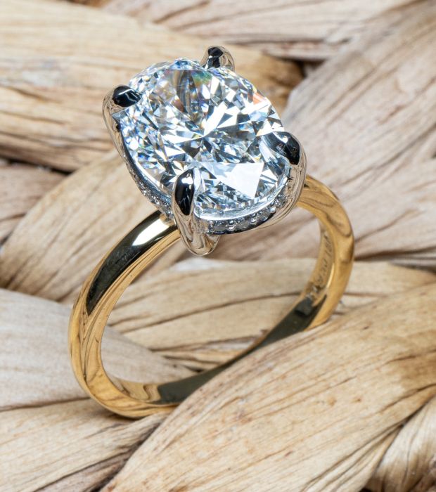 18K Yellow Gold and Platinum Hidden Halo Ring