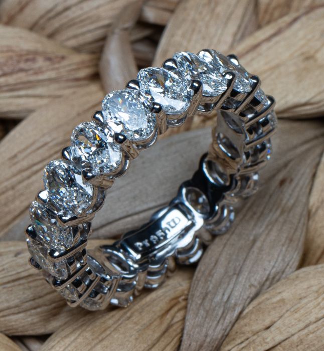 Platinum Handmade Oval Diamond Eternity Band 