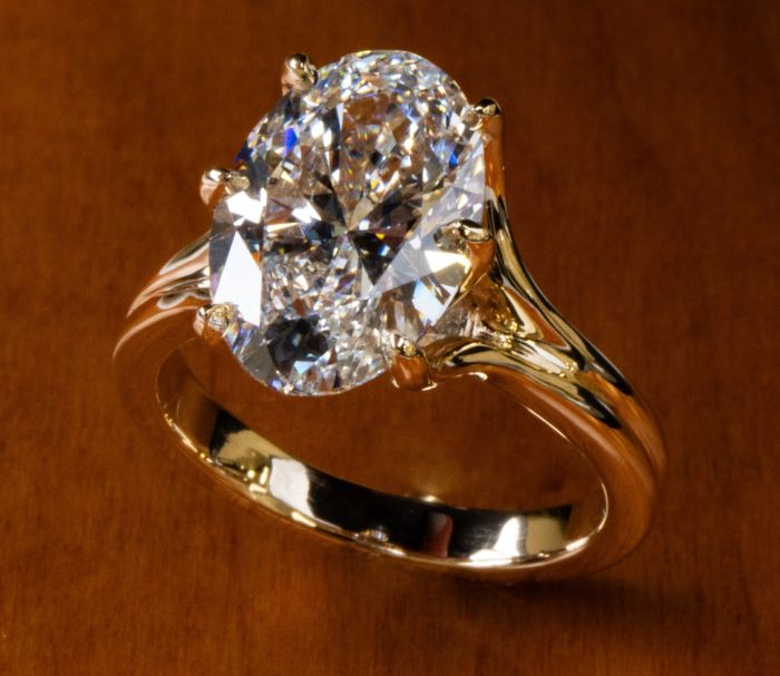 Yellow Gold Split Shank Ring with Tulip Setting
