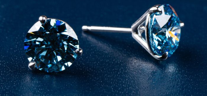 Fancy Vivid Blue Diamond Stud Earrings