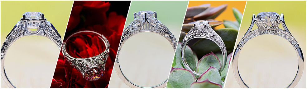 Filigree Engagement And Wedding Rings